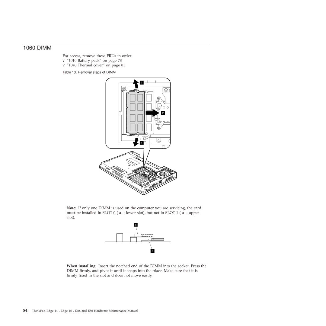 Lenovo E50, E40 manual Dimm 