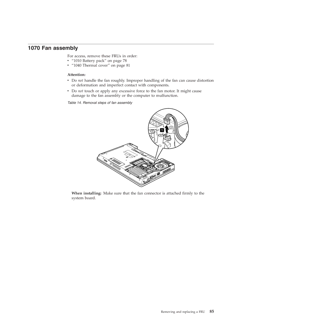 Lenovo E40, E50 manual Fan assembly 