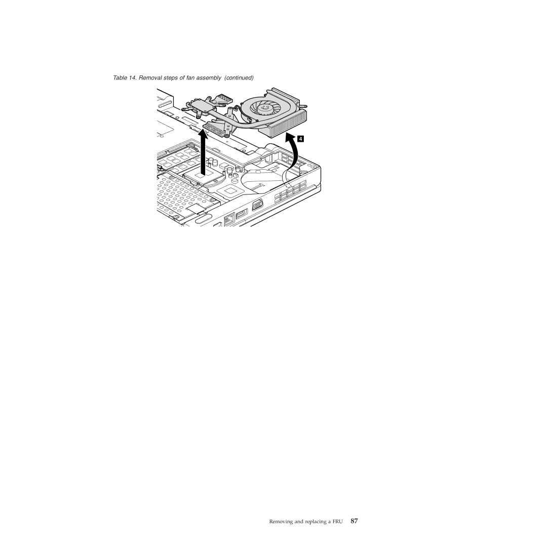 Lenovo E40, E50 manual Removal steps of fan assembly 