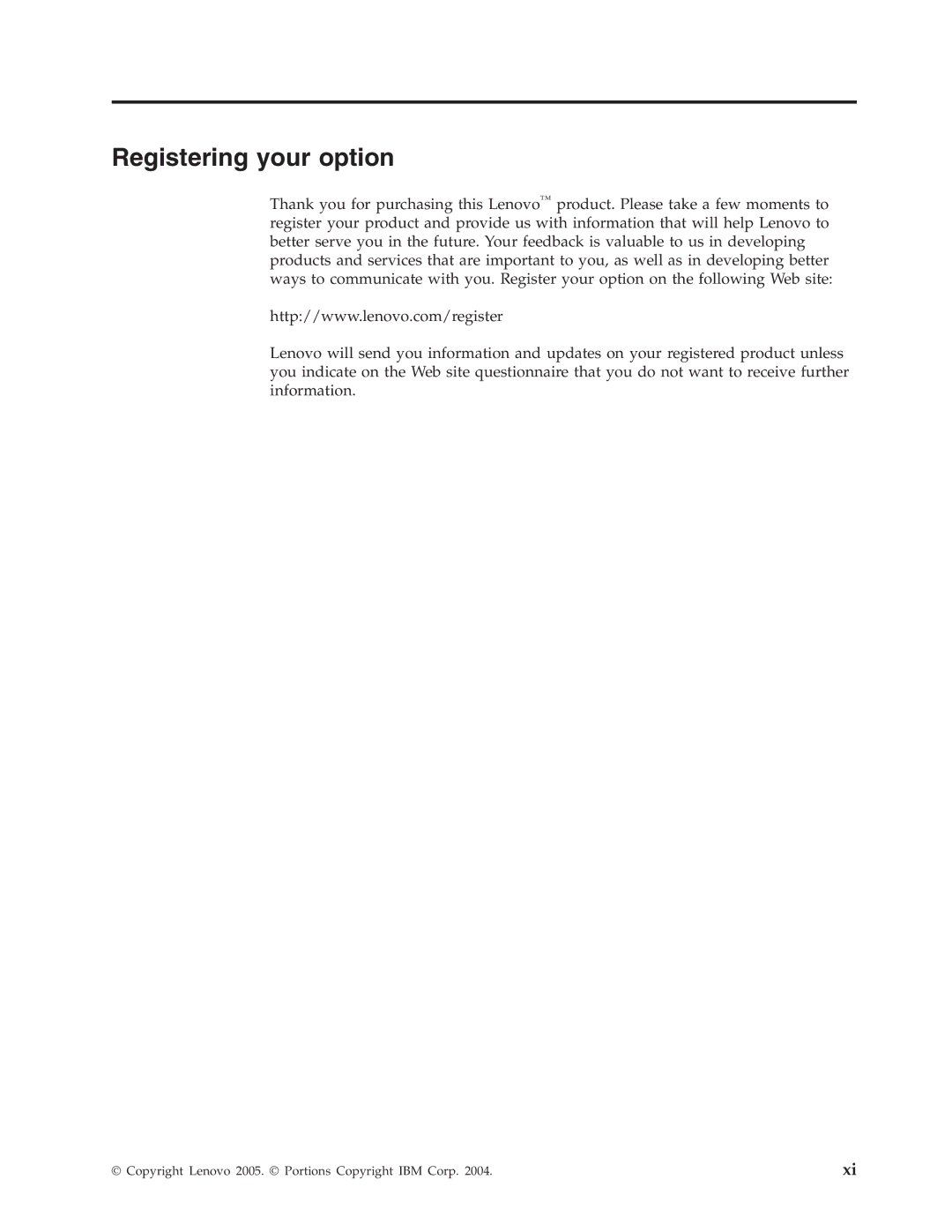 Lenovo E500 manual Registering your option 