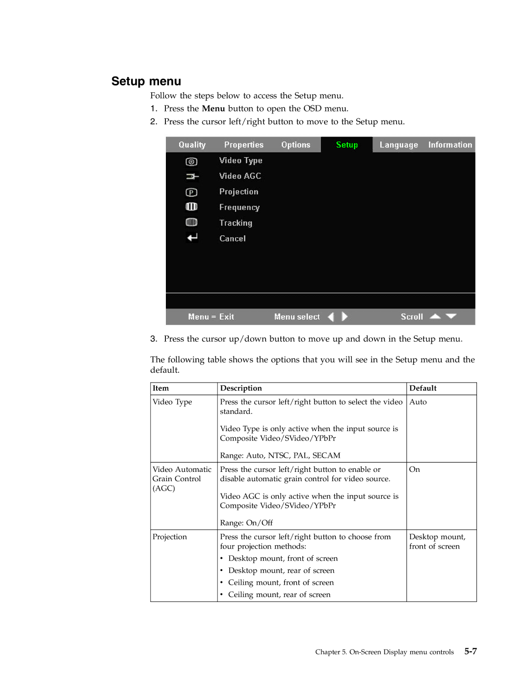 Lenovo E500 manual Setup menu, Agc 