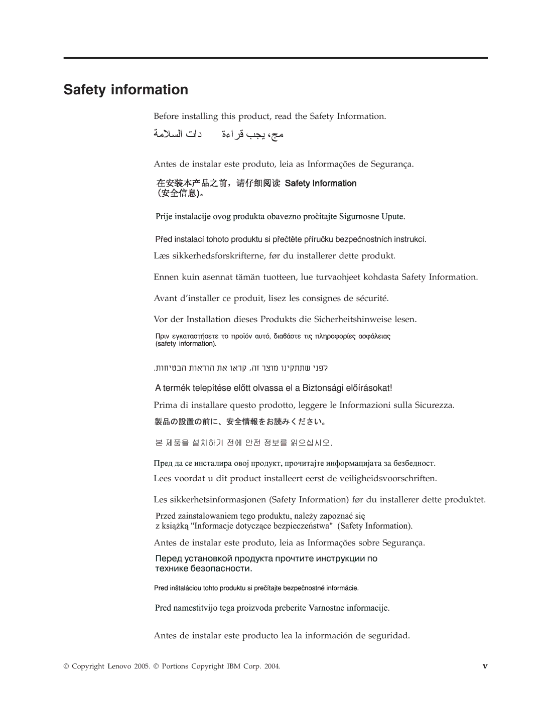 Lenovo E500 manual Safety information 
