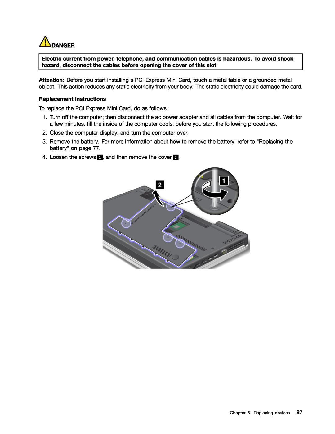 Lenovo E520, E420, 114155U manual Danger, Replacement instructions 
