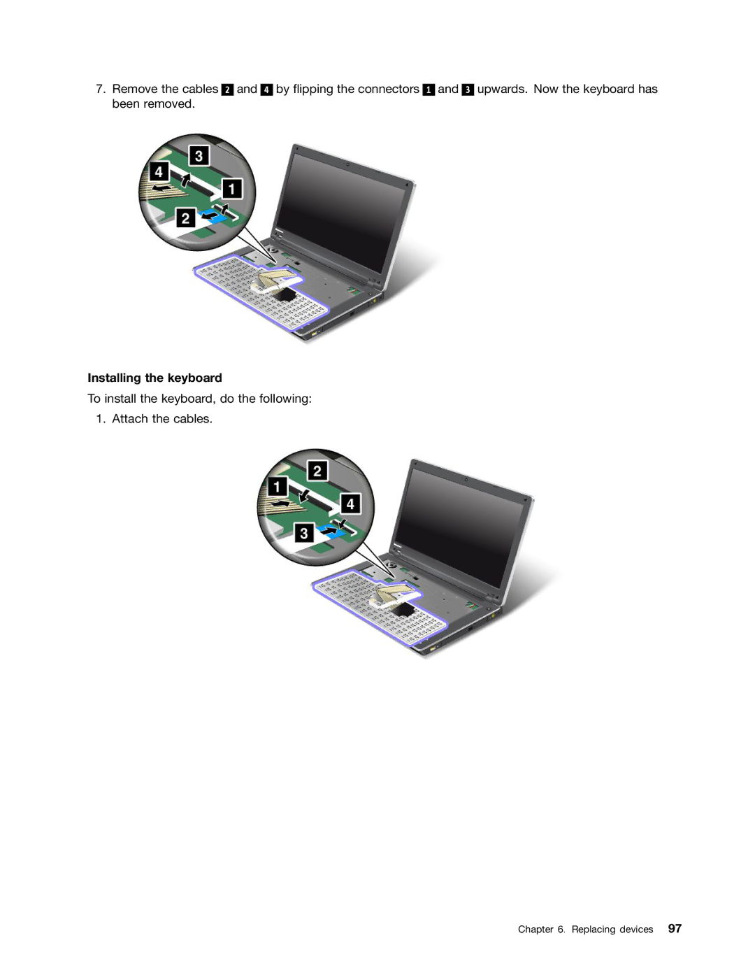 Lenovo E420, E520, 114155U manual Installing the keyboard 