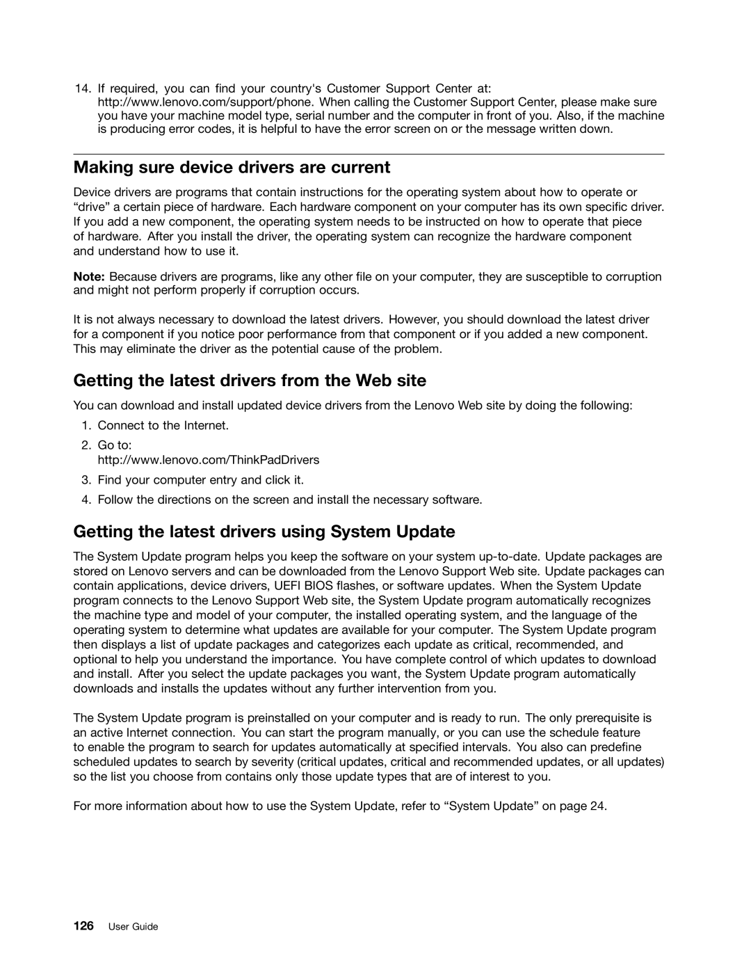 Lenovo E520, E420, 114155U manual Making sure device drivers are current, Getting the latest drivers from the Web site 