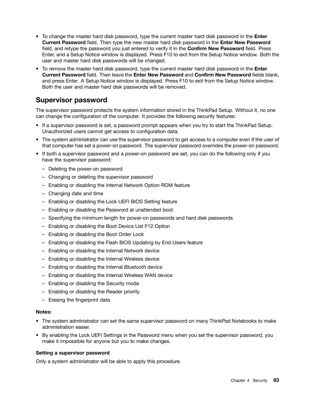 Lenovo E520, E420, 114155U manual Supervisor password, Setting a supervisor password 