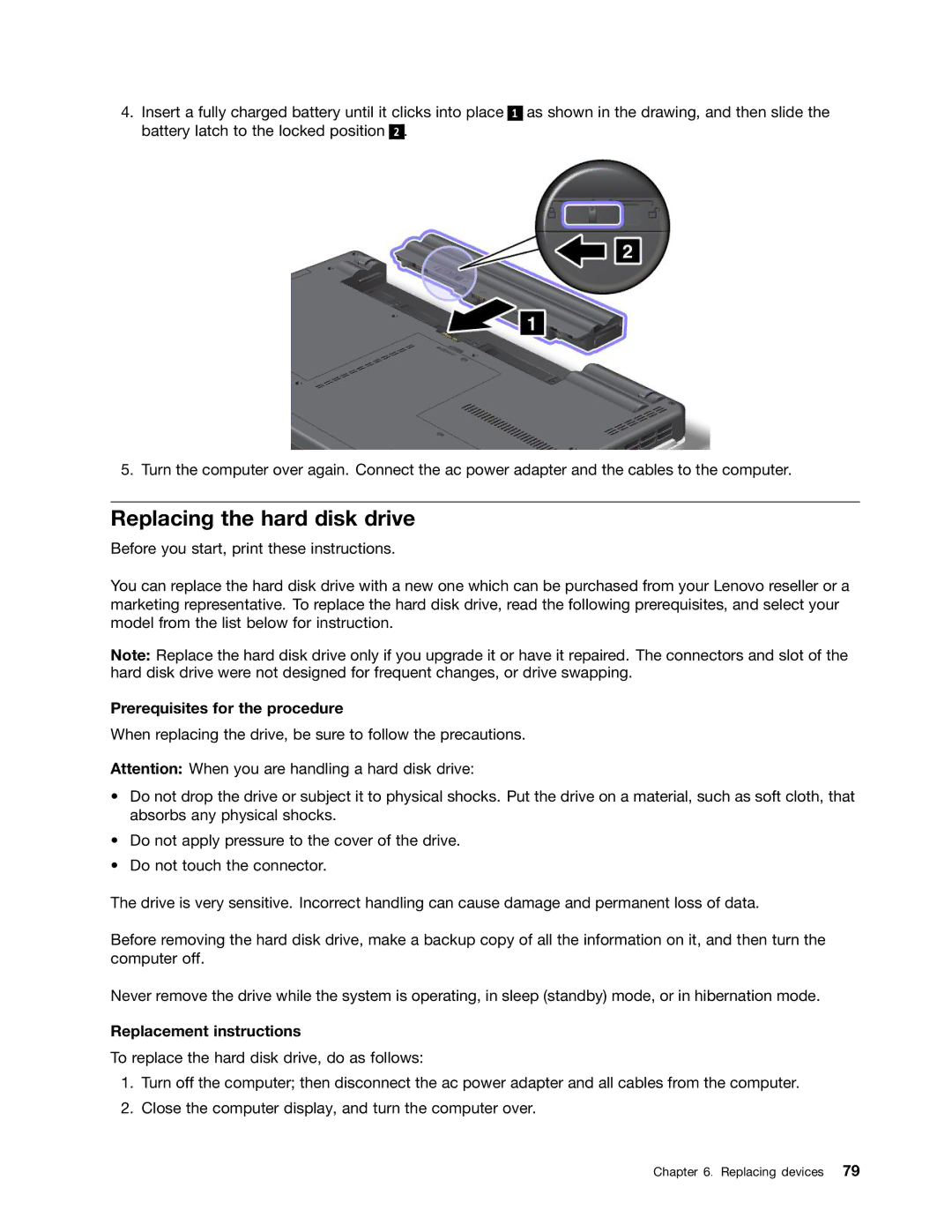 Lenovo E420, E520, 114155U manual Replacing the hard disk drive, Prerequisites for the procedure, Replacement instructions 