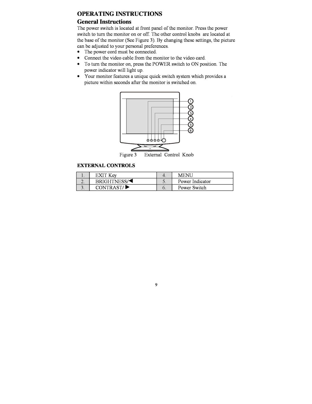 Lenovo E54 manual OPERATING INSTRUCTIONS General Instructions, External Controls 