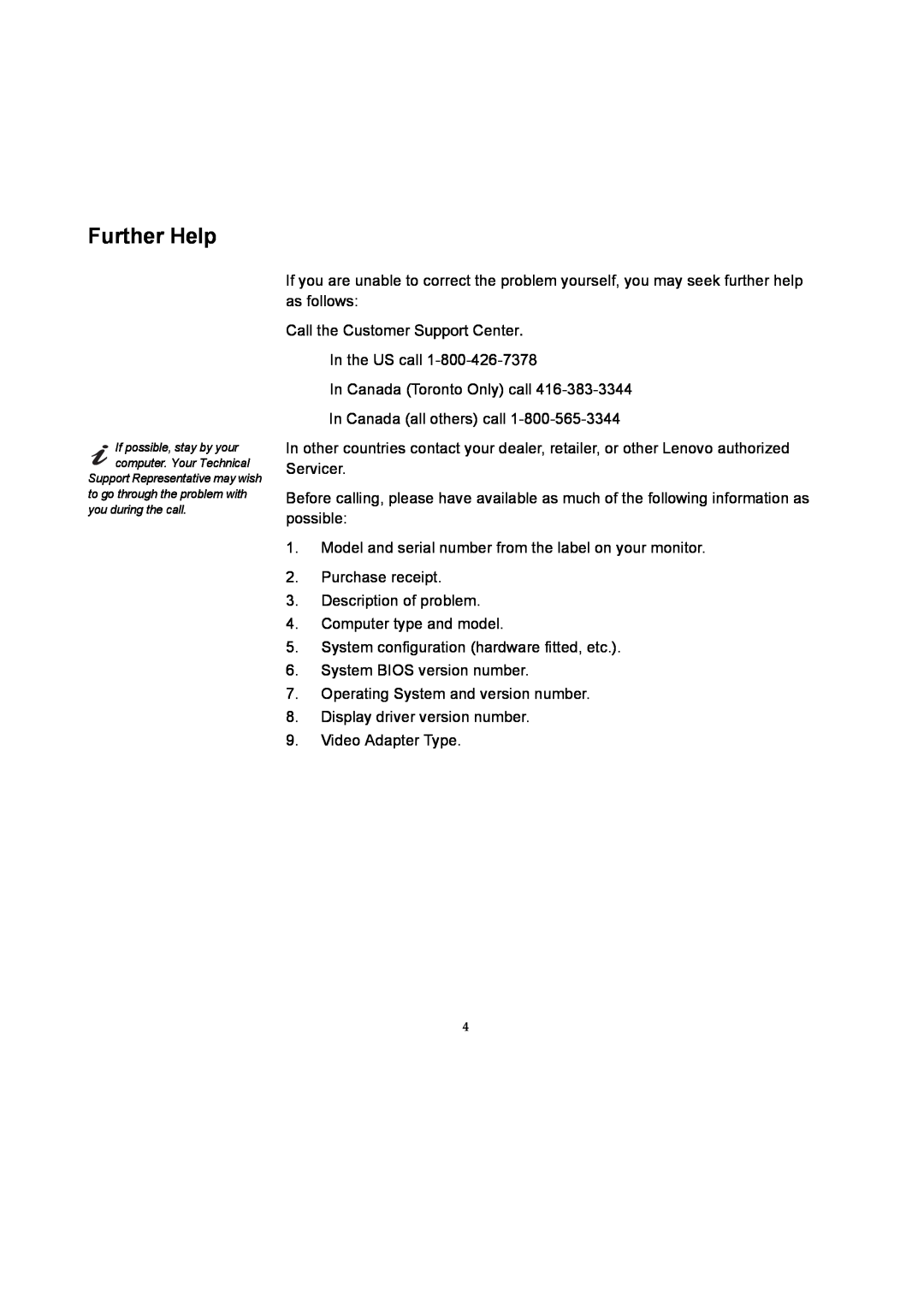 Lenovo E54 manual Further Help 
