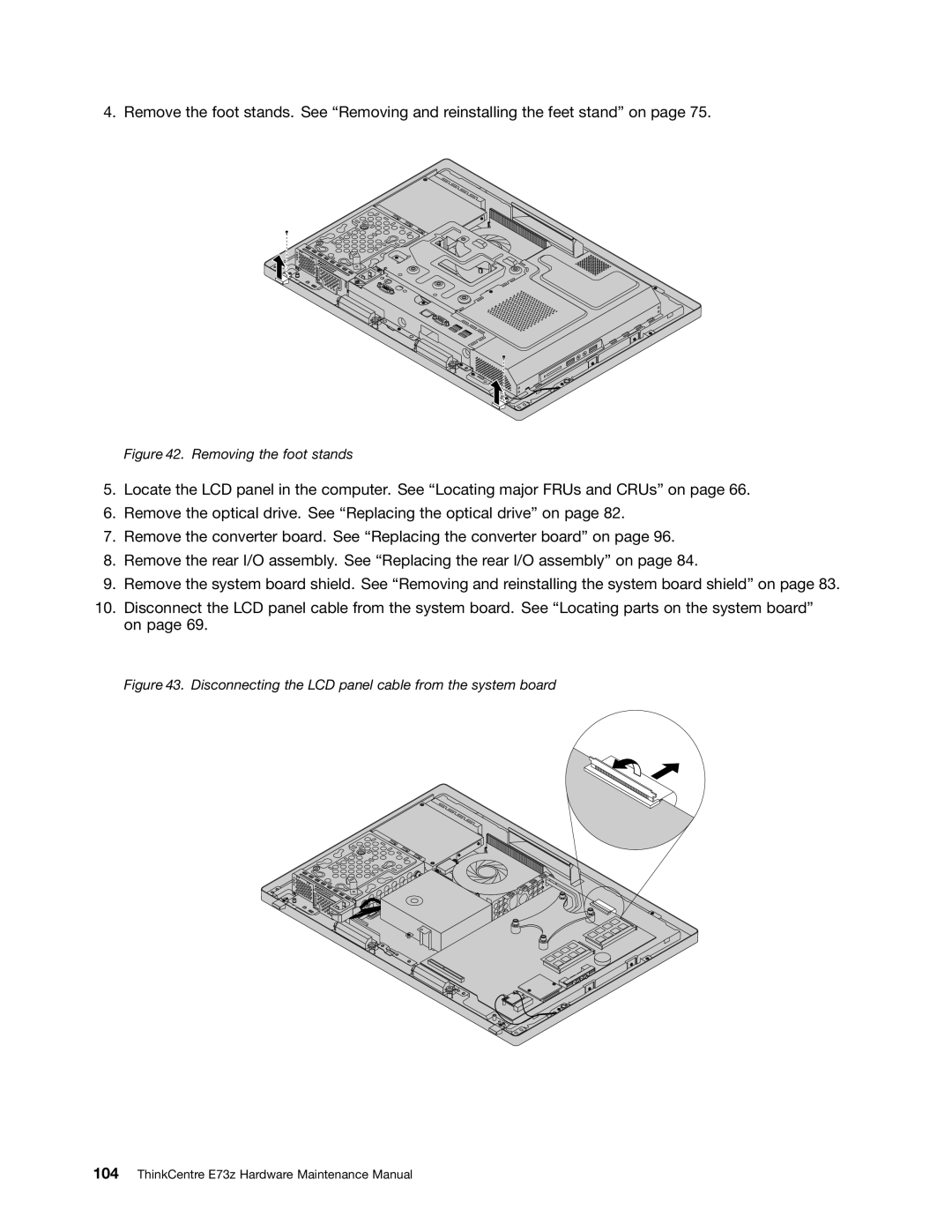 Lenovo E73Z, 10BL manual Removing the foot stands 