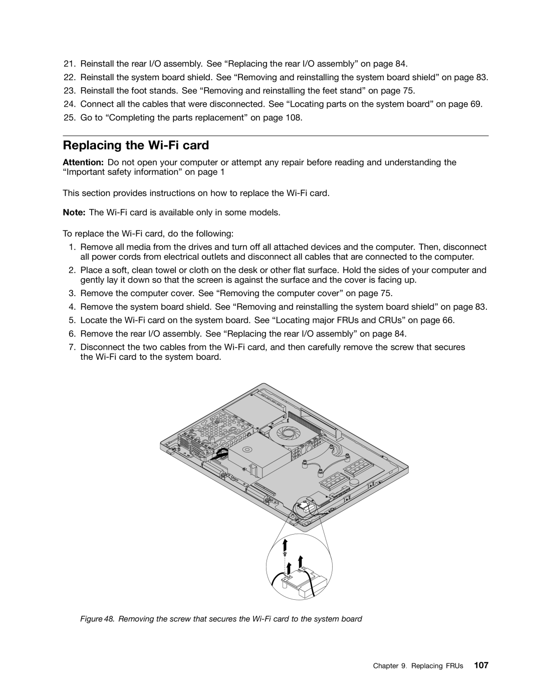 Lenovo 10BL, E73Z manual Replacing the Wi-Fi card 