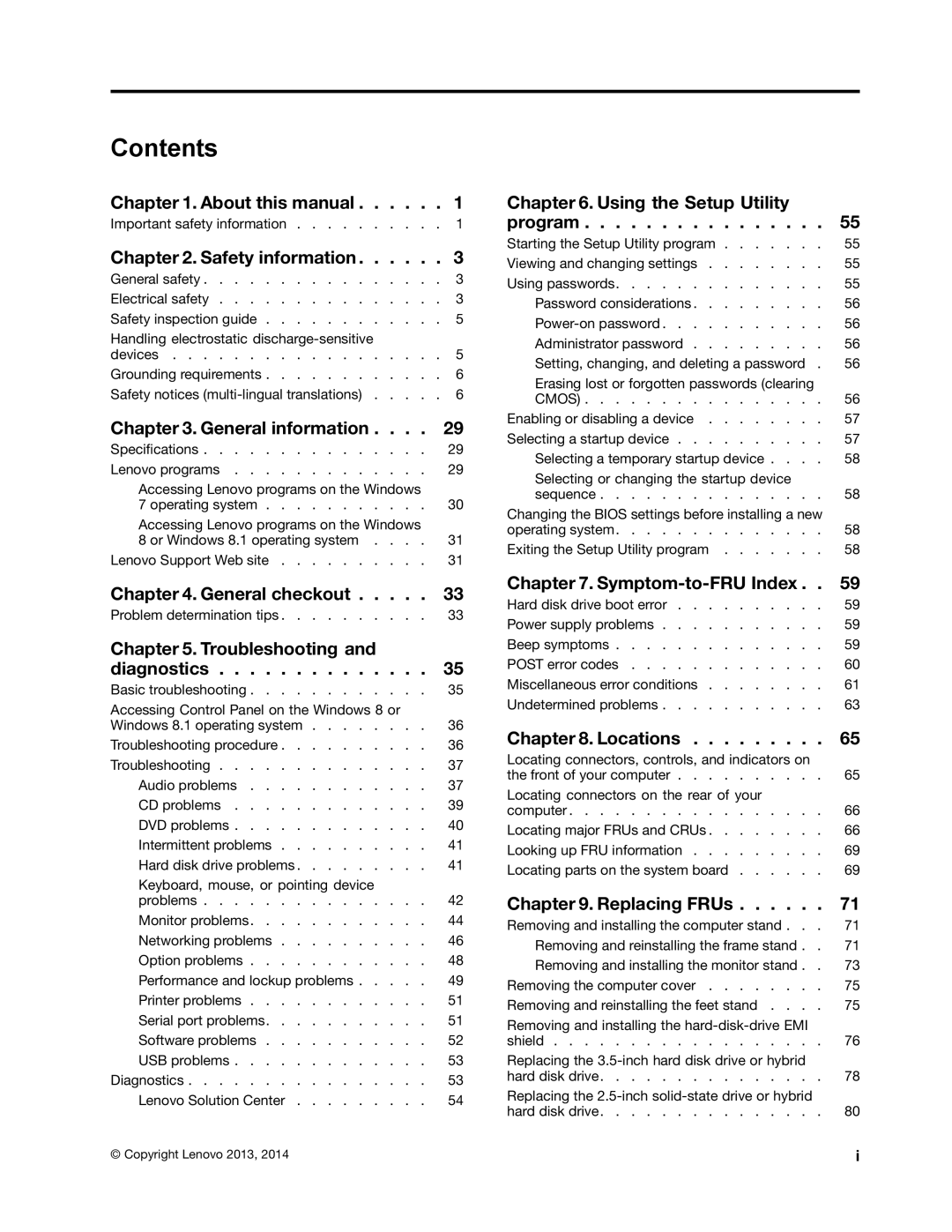 Lenovo 10BL, E73Z manual Contents 