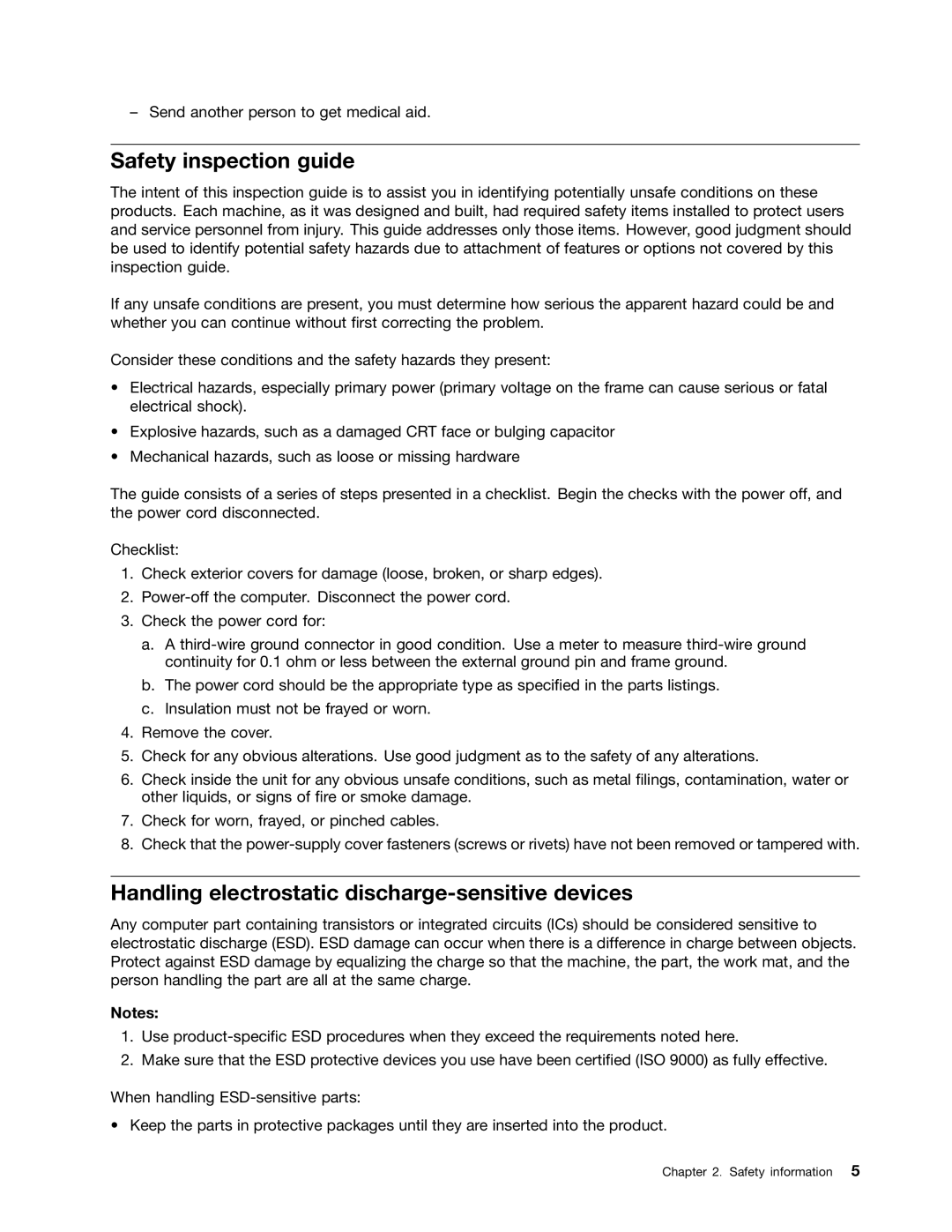 Lenovo 10BL, E73Z manual Safety inspection guide, Handling electrostatic discharge-sensitive devices 