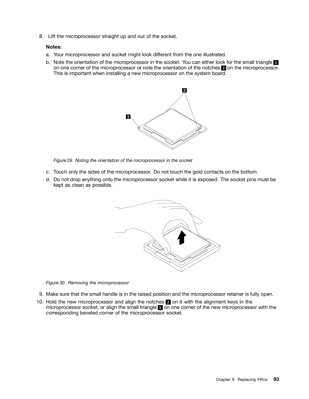 Lenovo 10BL, E73Z manual Noting the orientation of the microprocessor in the socket 