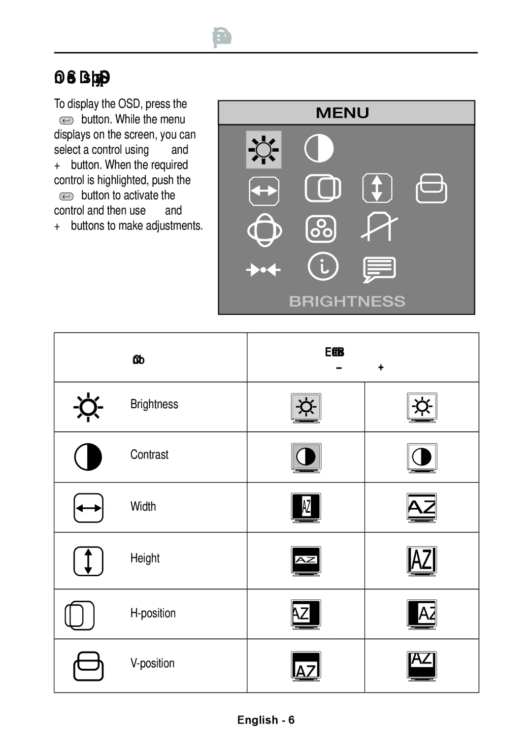 Lenovo E74 manual Operation, On Screen Display OSD, Brightness 