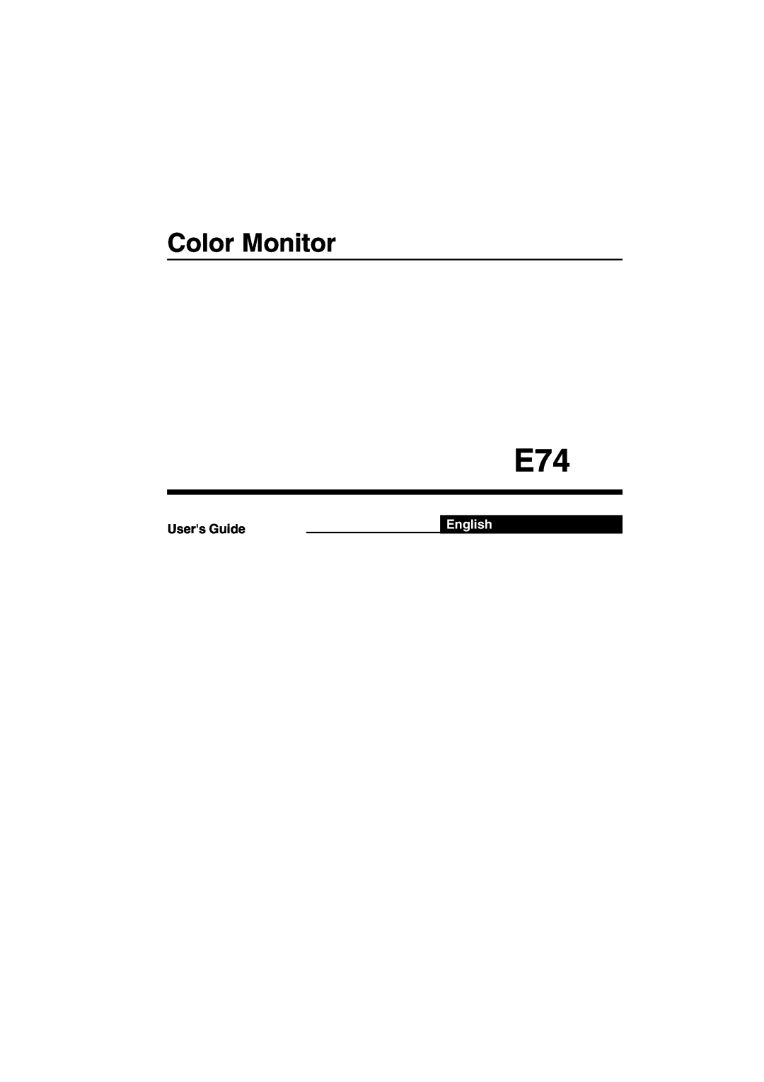 Lenovo E74 manual Color Monitor, English 