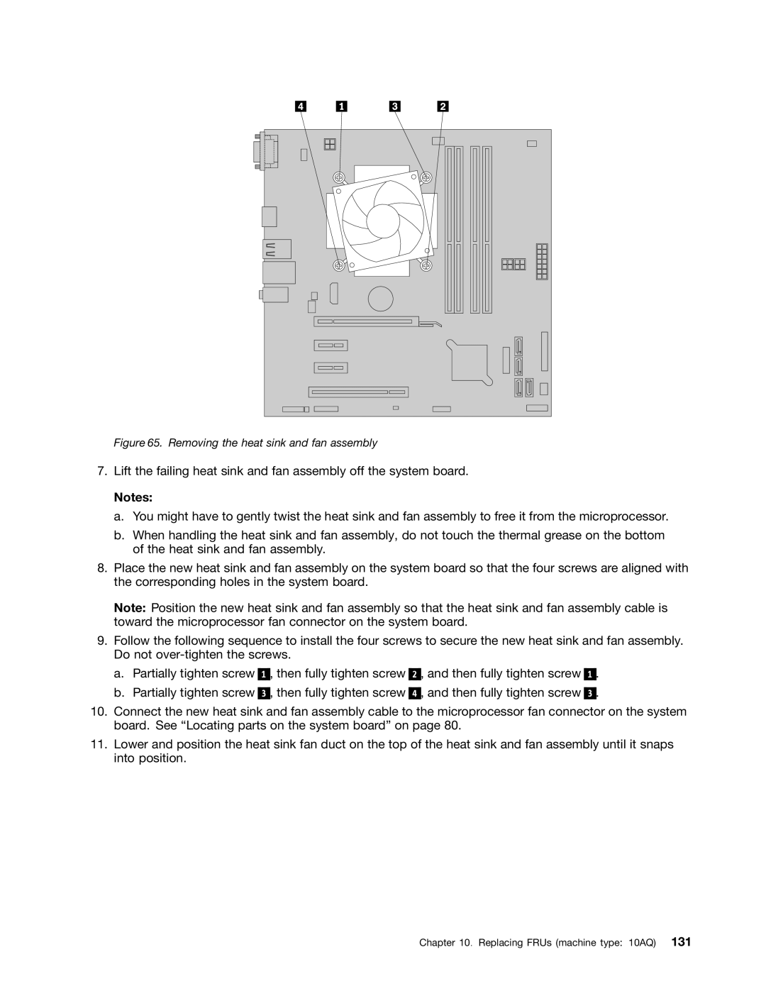 Lenovo E93 manual Removing the heat sink and fan assembly 