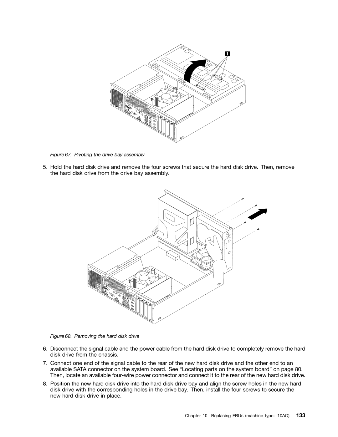 Lenovo E93 manual Pivoting the drive bay assembly 