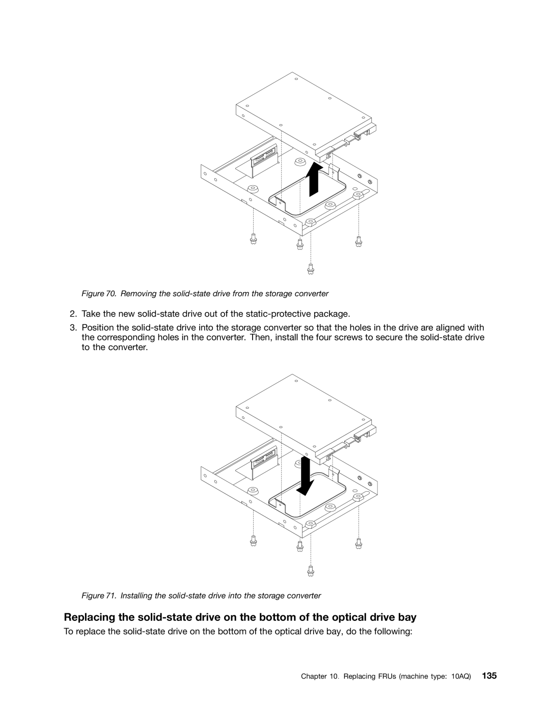 Lenovo E93 manual Removing the solid-state drive from the storage converter 