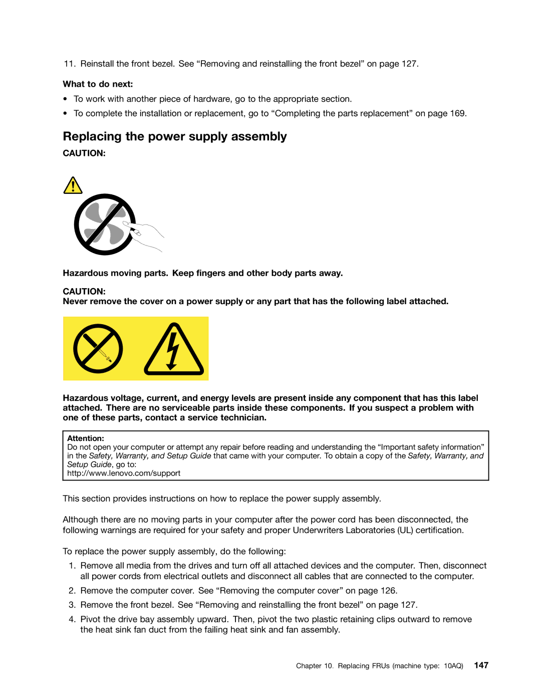 Lenovo E93 manual Replacing the power supply assembly 