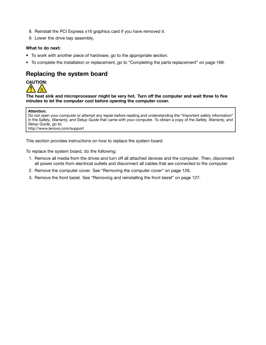 Lenovo E93 manual Replacing the system board 