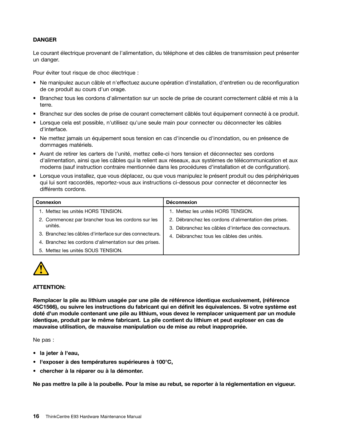 Lenovo E93 manual Connexion Déconnexion 