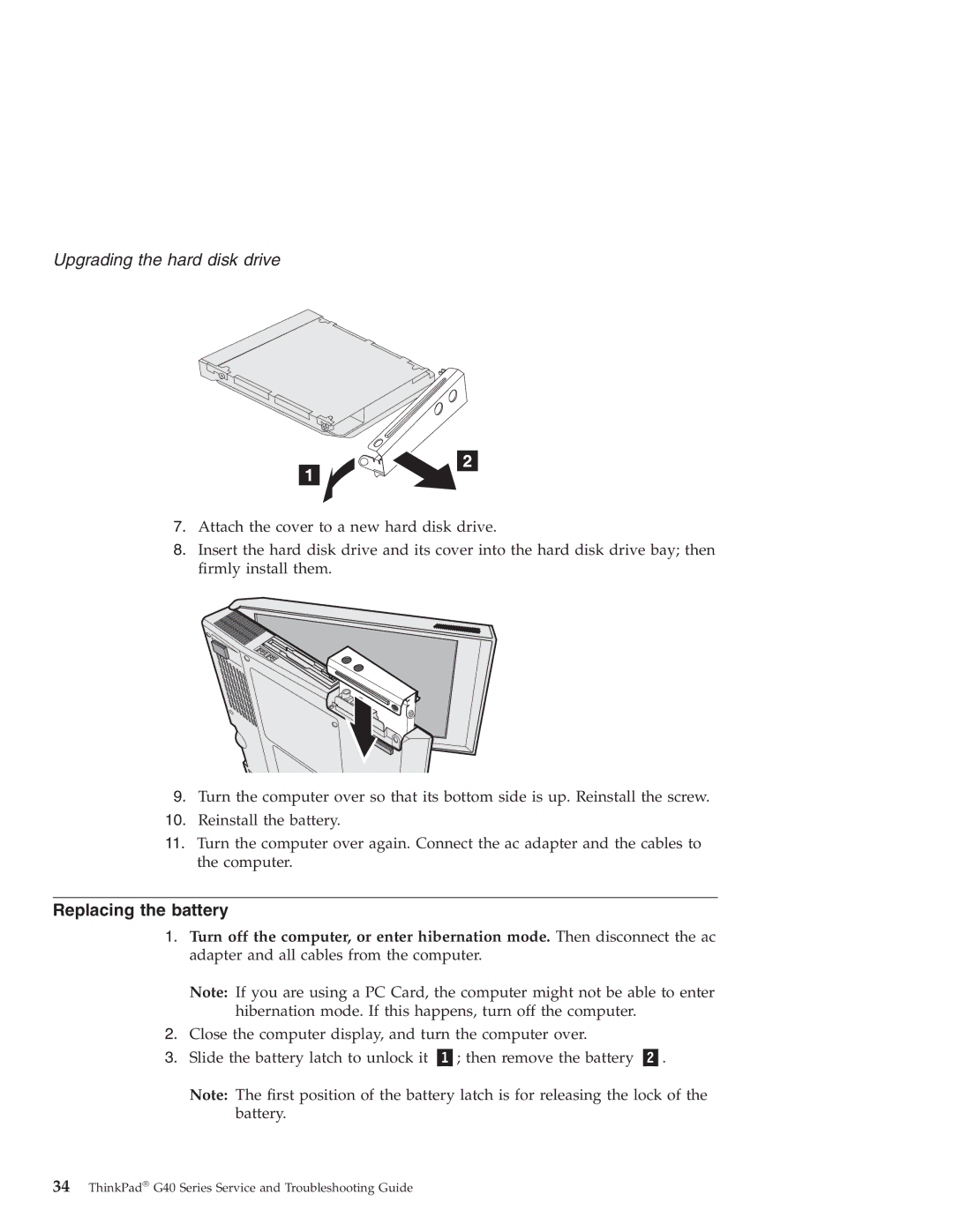 Lenovo G40 Series manual Replacing the battery 