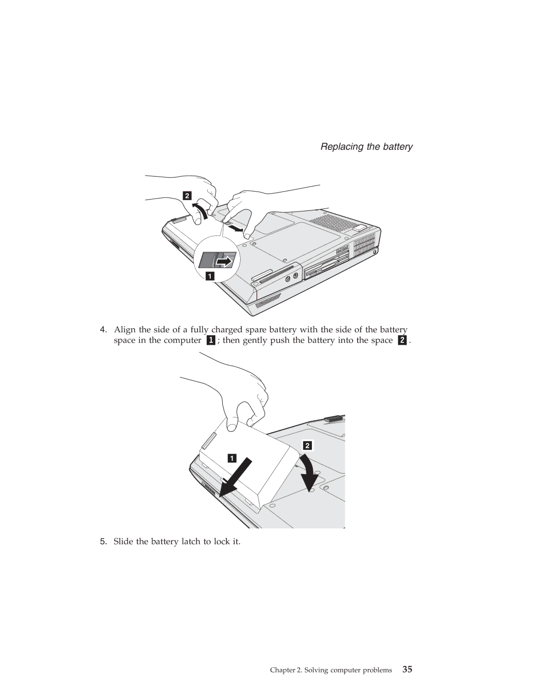 Lenovo G40 Series manual Replacing the battery 