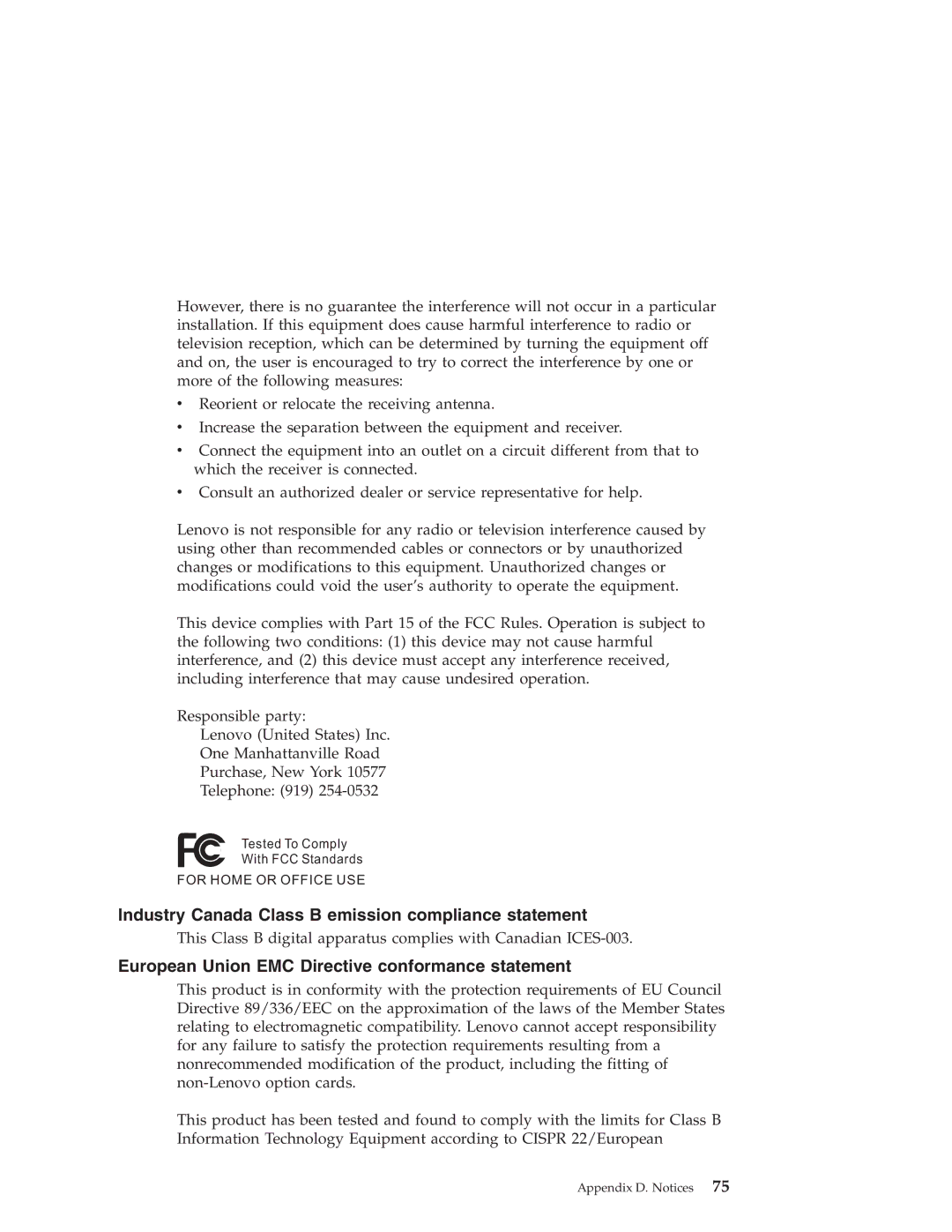 Lenovo G40 Series manual Industry Canada Class B emission compliance statement 