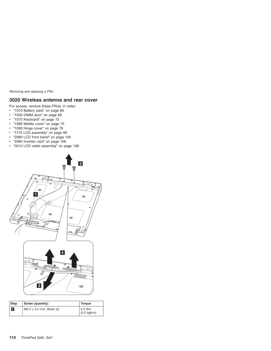 Lenovo G41 manual Wireless antenna and rear cover 