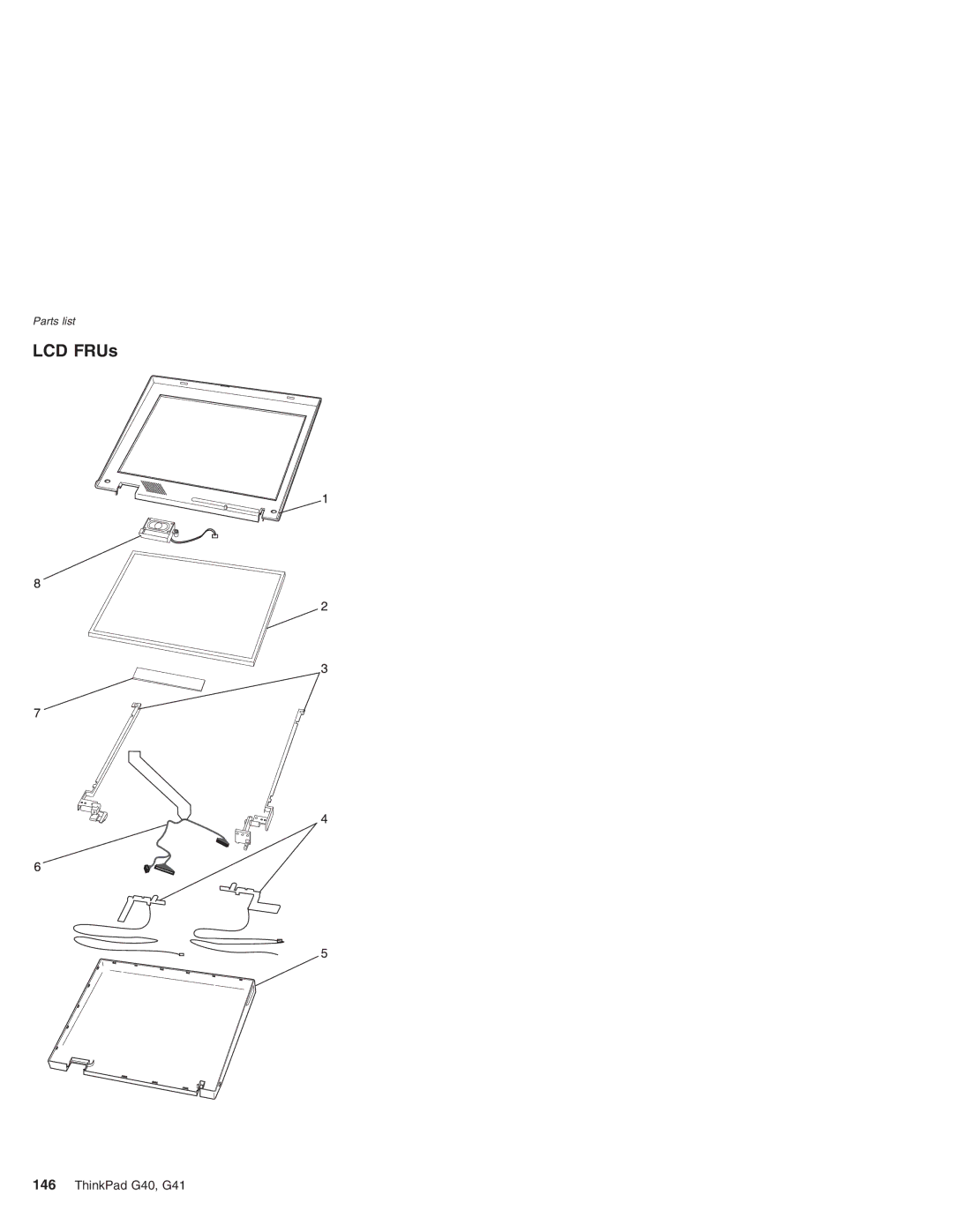 Lenovo G41 manual LCD FRUs 