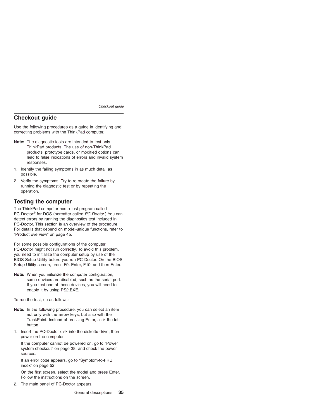 Lenovo G41 manual Checkout guide, Testing the computer 