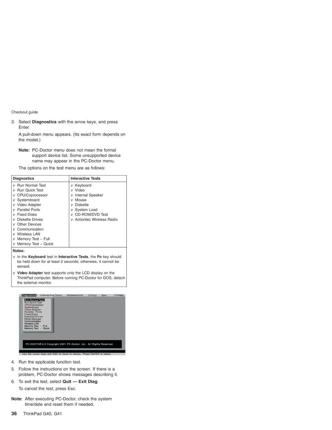 Lenovo G41 manual Diagnostics Interactive Tests 