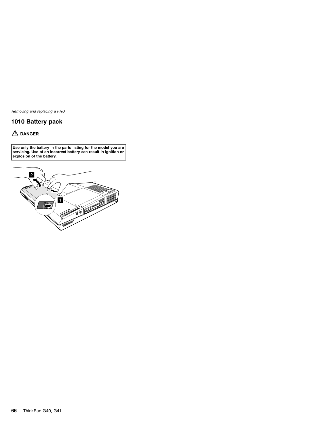 Lenovo G41 manual Battery pack 