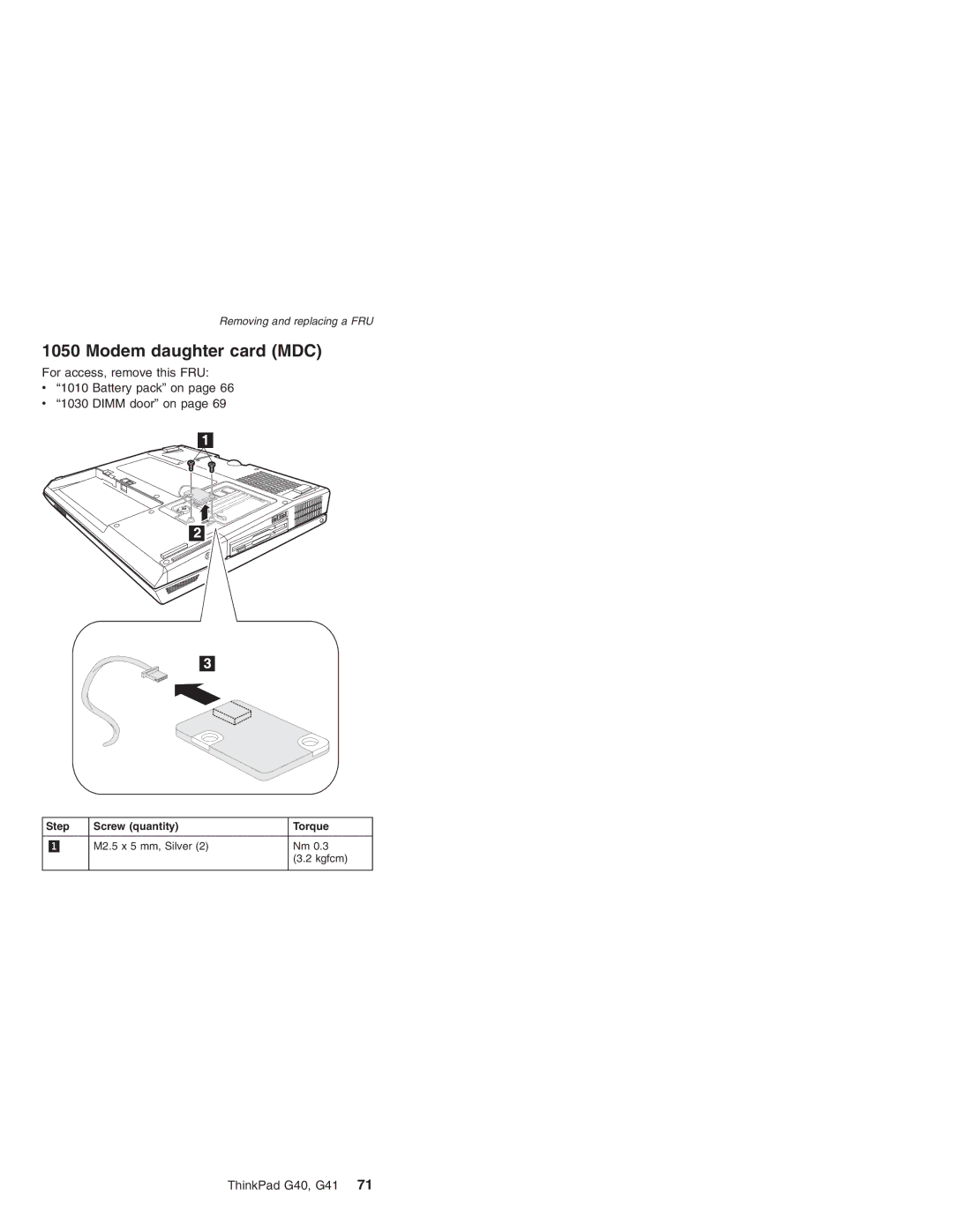 Lenovo G41 manual Modem daughter card MDC 