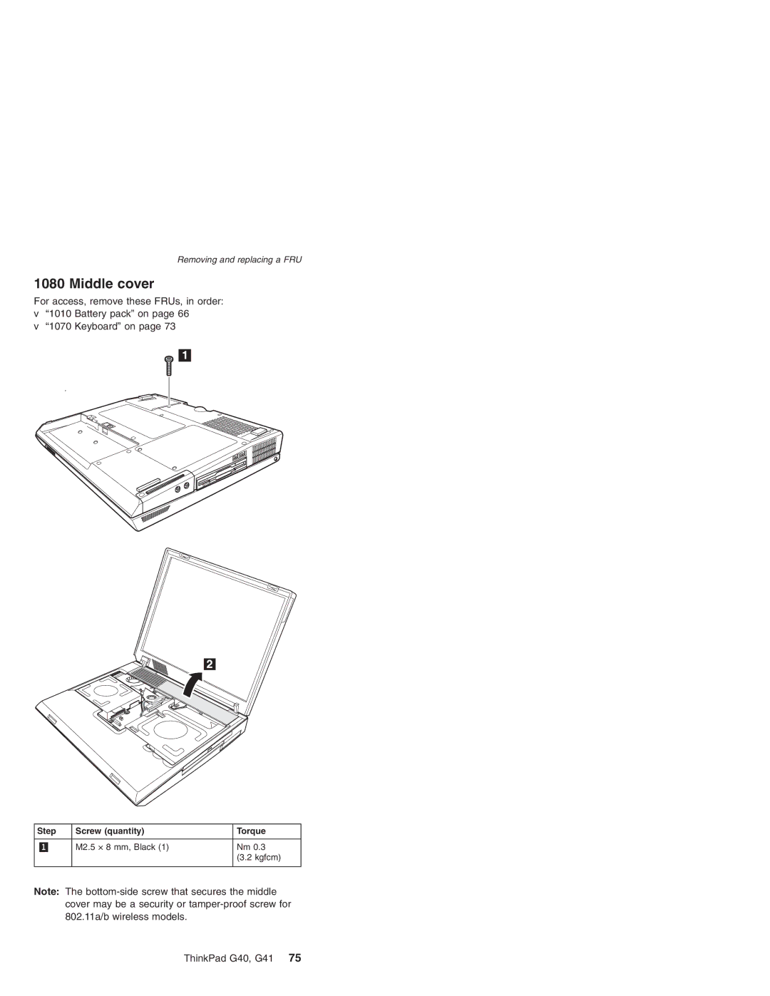 Lenovo G41 manual Middle cover 