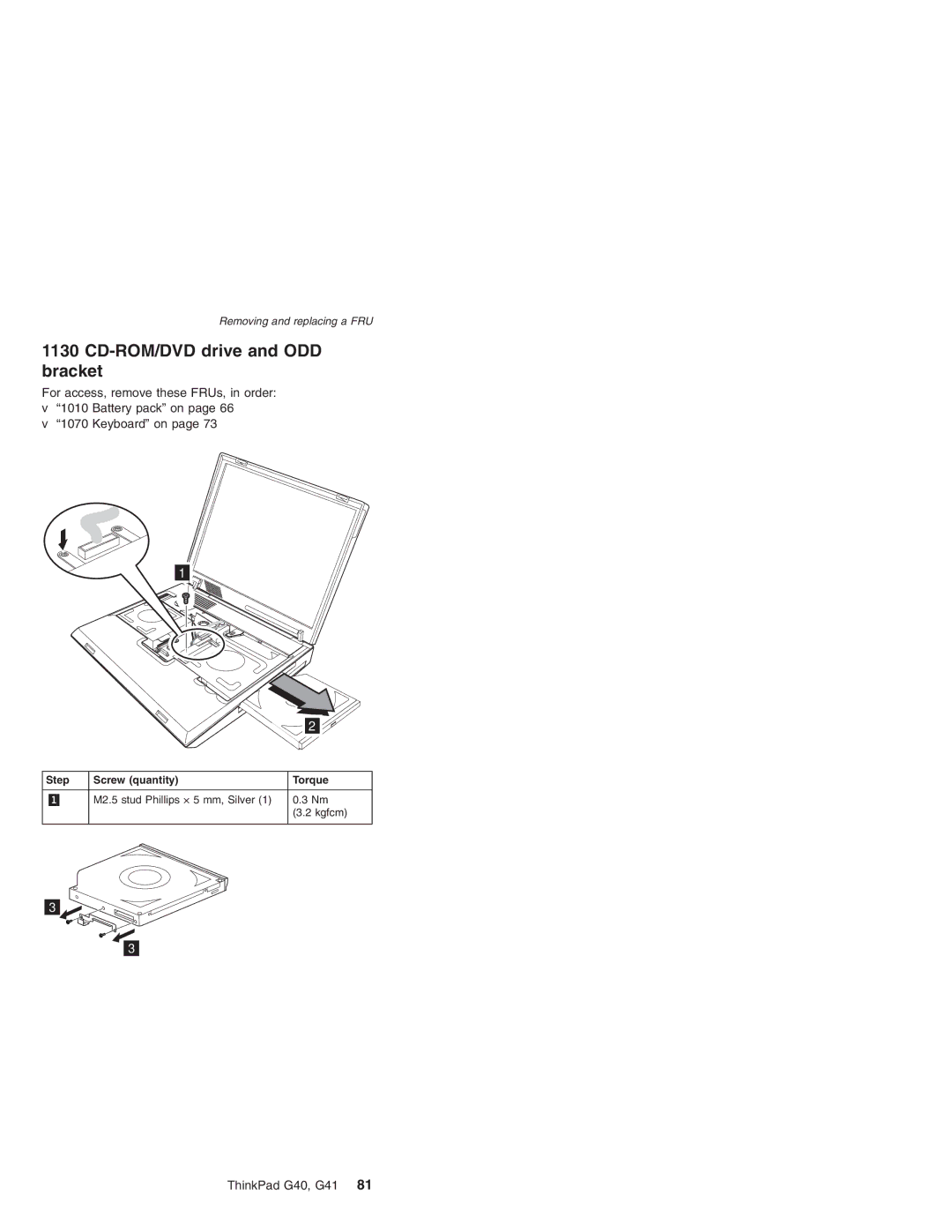 Lenovo G41 manual CD-ROM/DVD drive and ODD bracket 