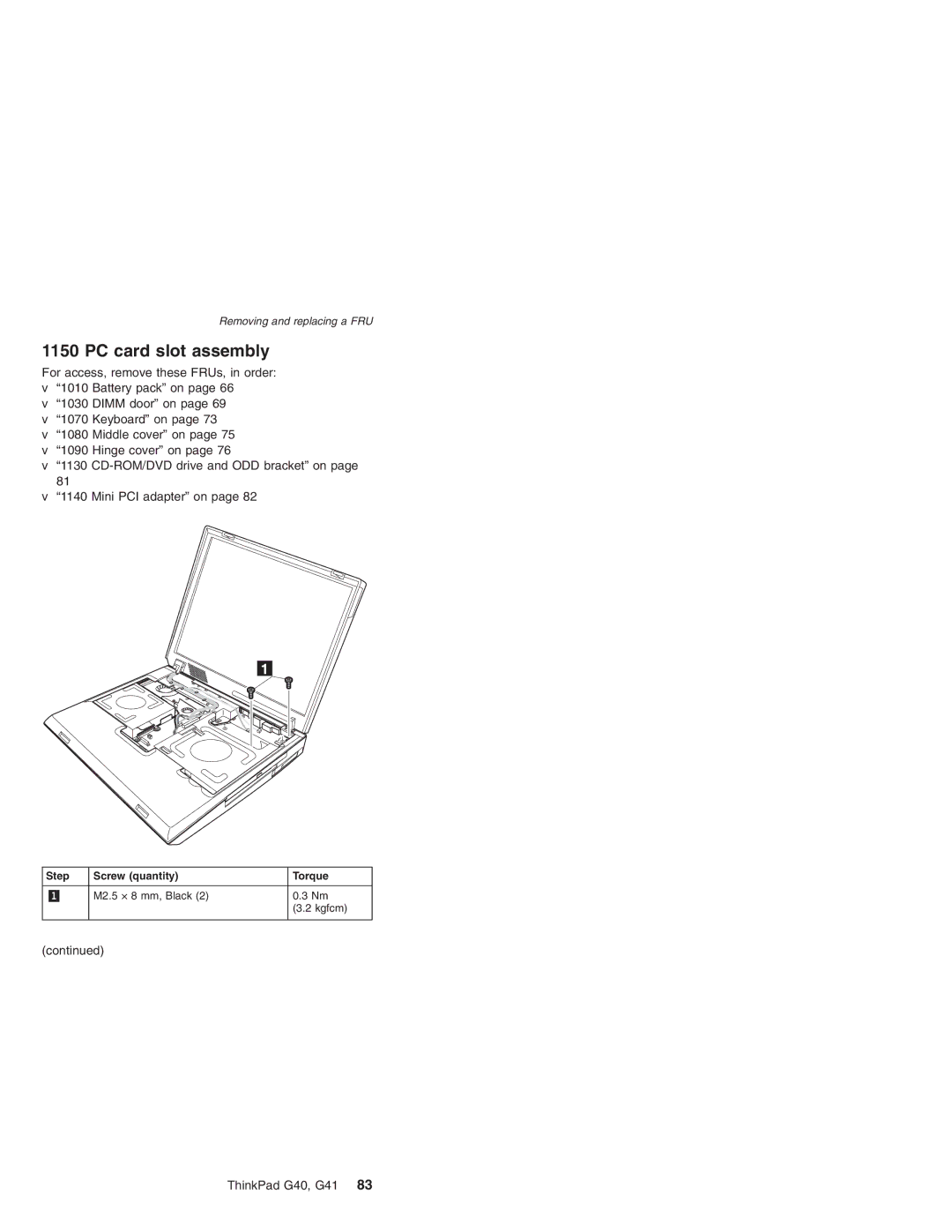 Lenovo G41 manual PC card slot assembly 