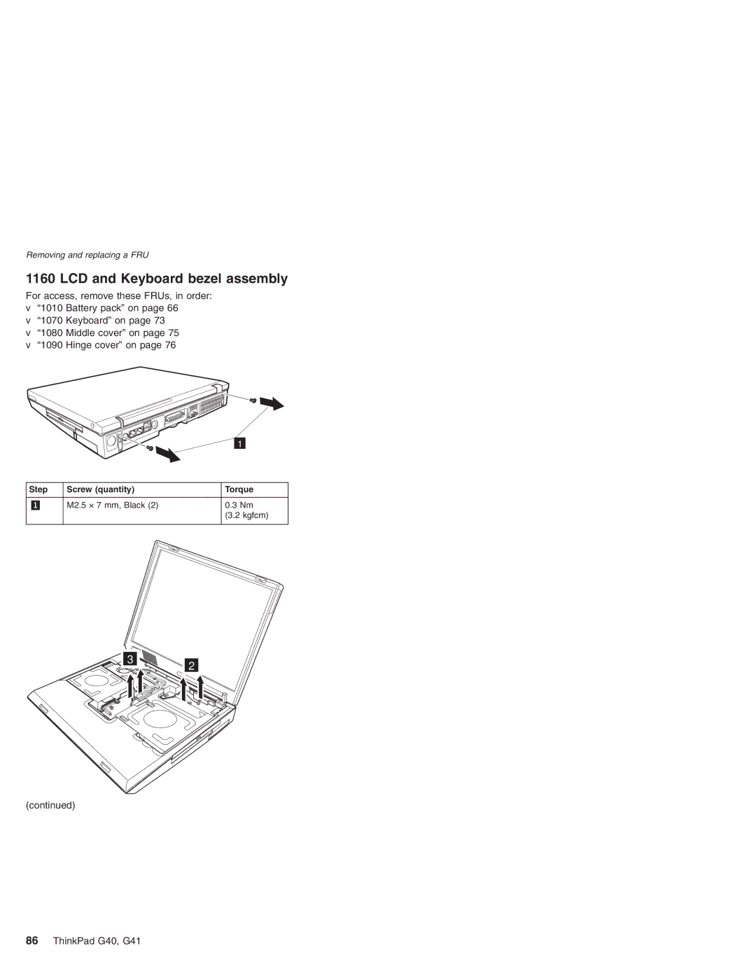 Lenovo G41 manual LCD and Keyboard bezel assembly 