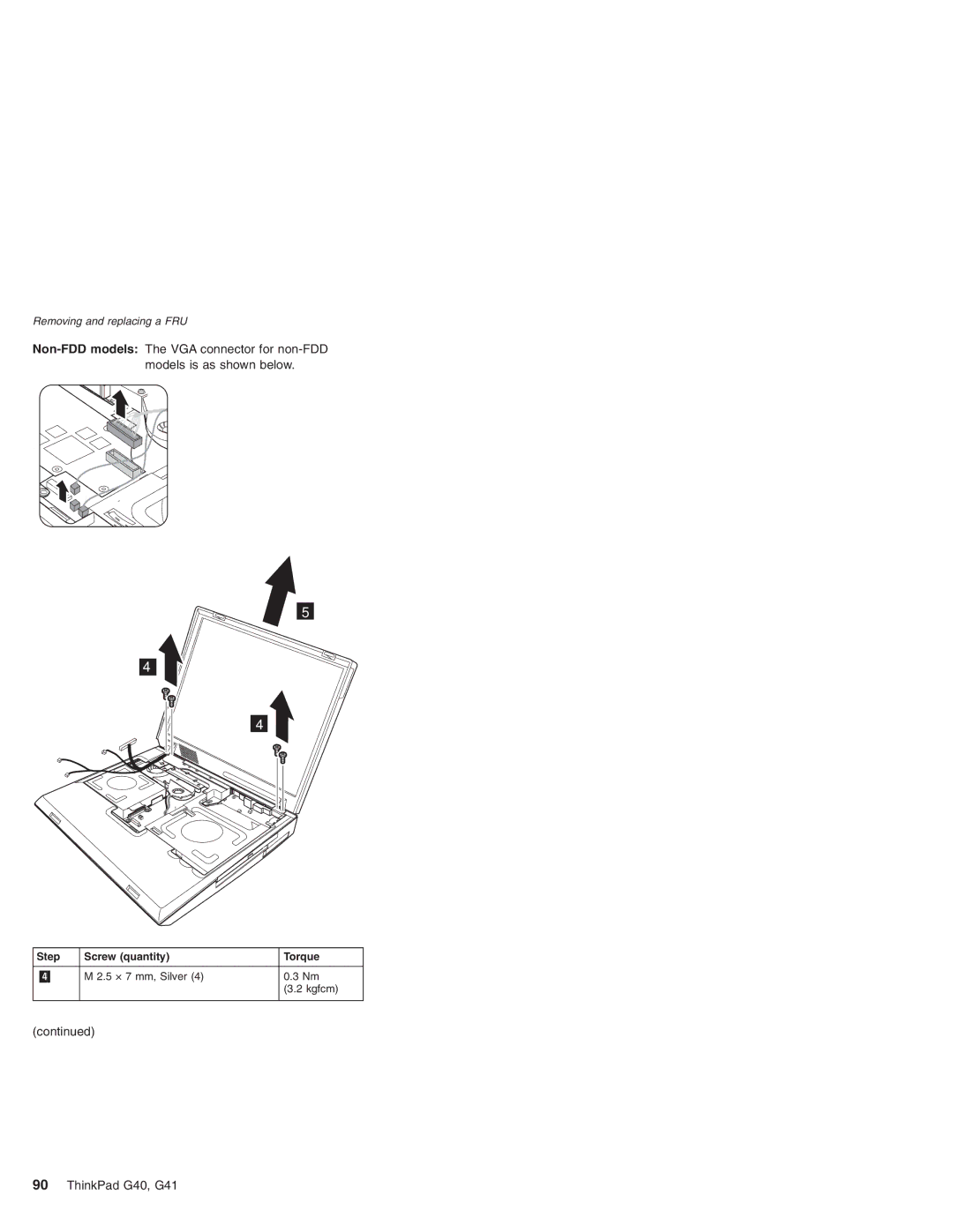 Lenovo G41 manual Step Screw quantity Torque 5 × 7 mm, Silver Kgfcm 