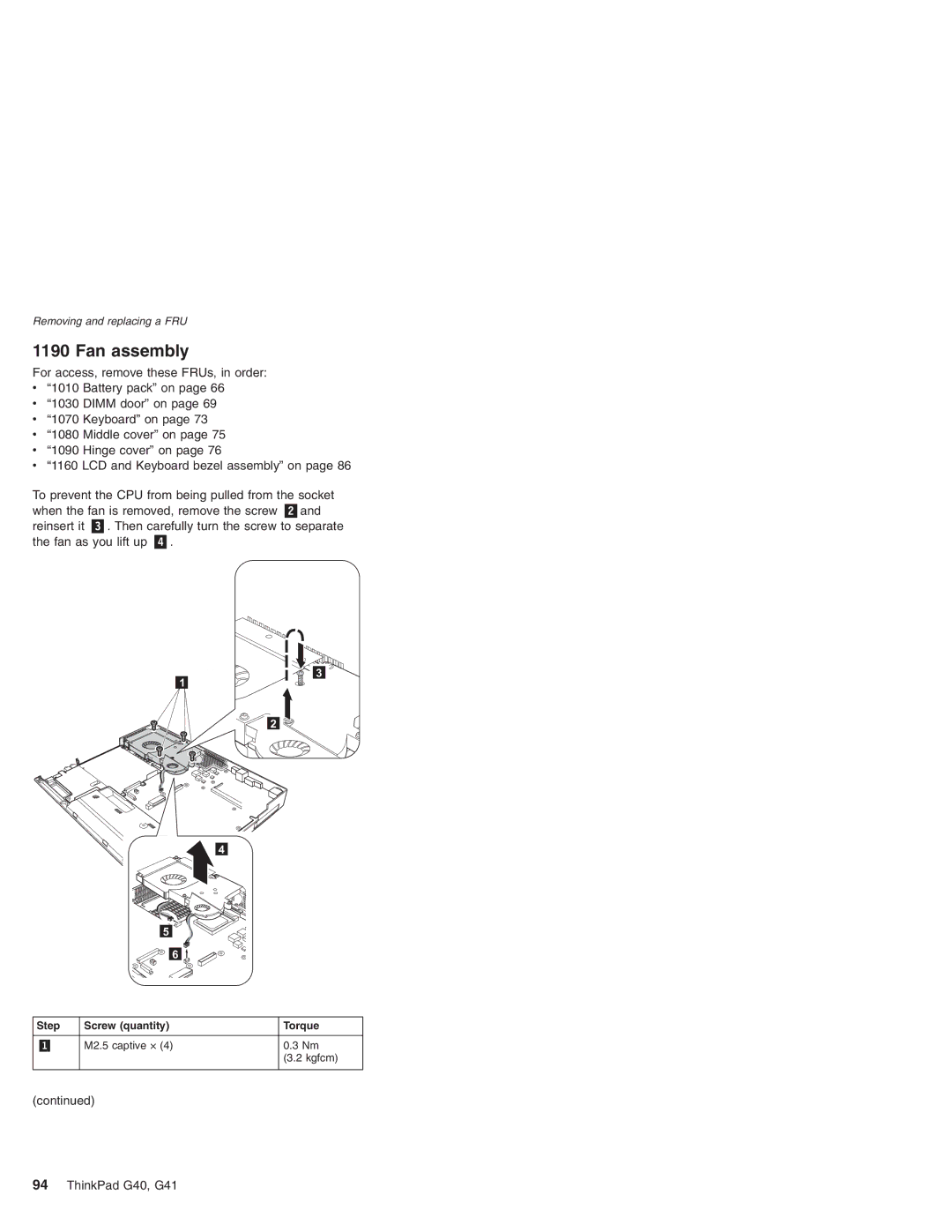 Lenovo G41 manual Fan assembly 