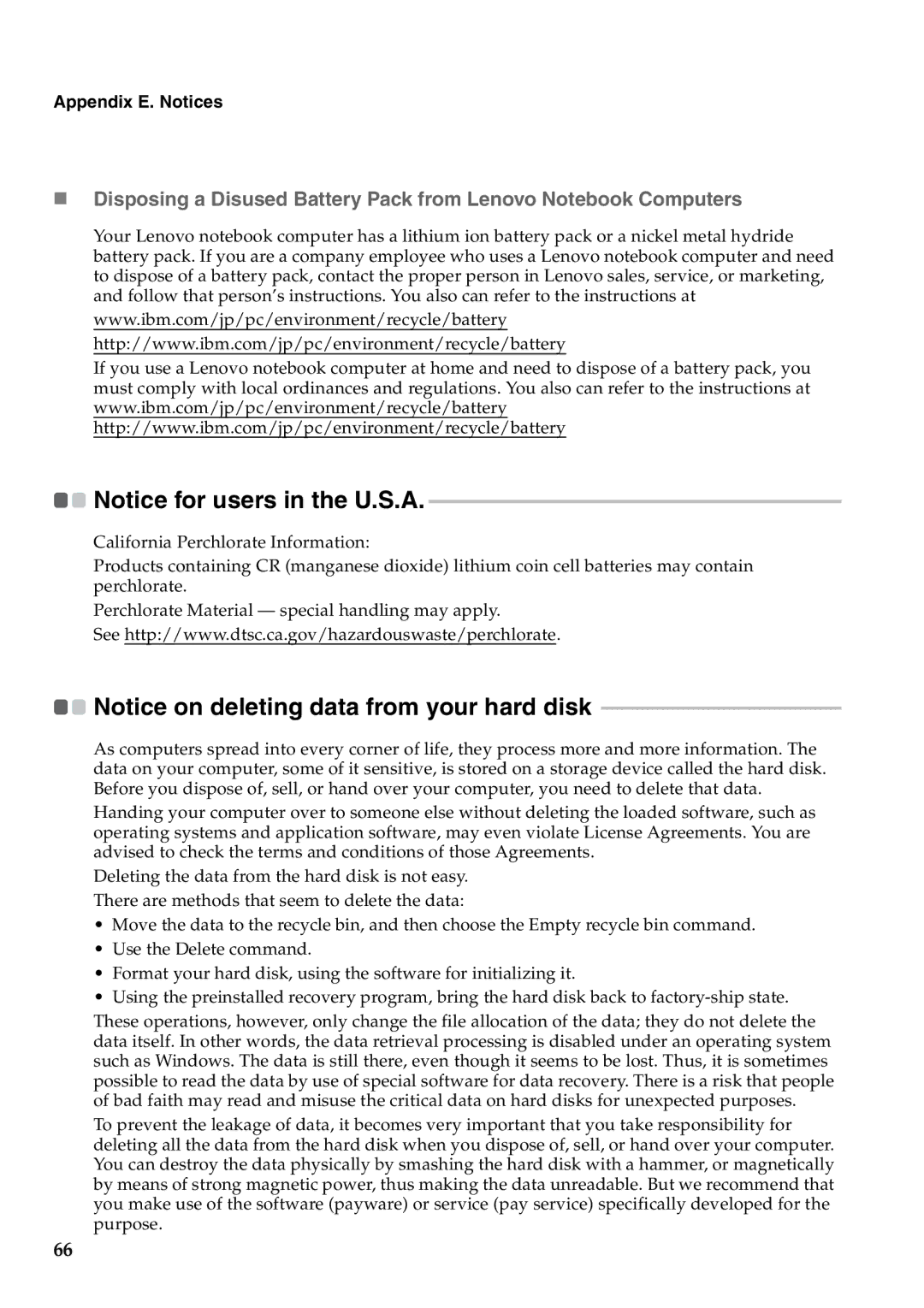 Lenovo G460 manual Appendix E. Notices 