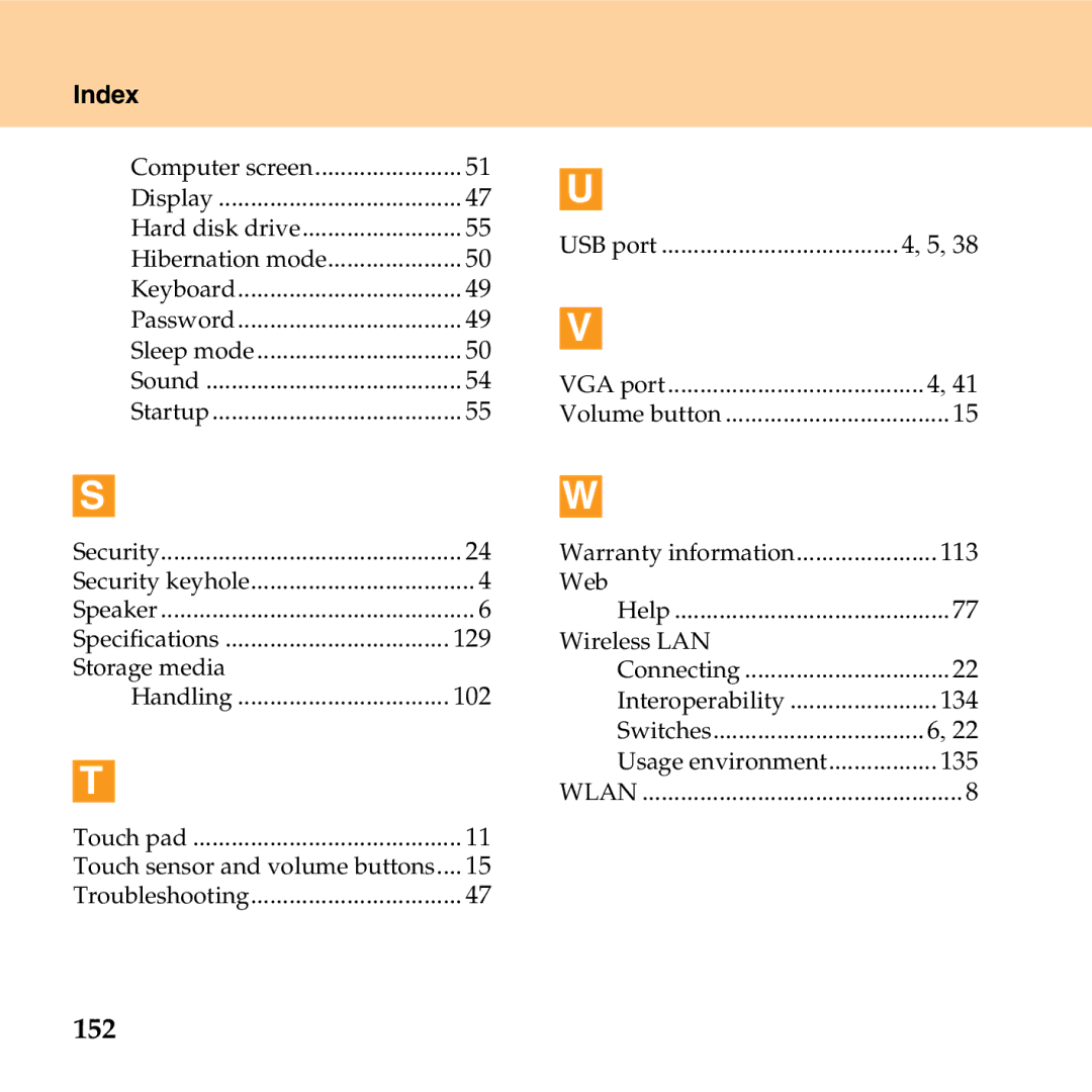 Lenovo G530 manual 152, Index 