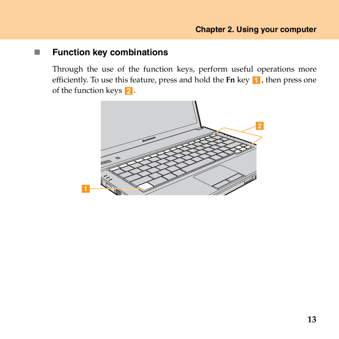 Lenovo G530 manual „ Function key combinations 