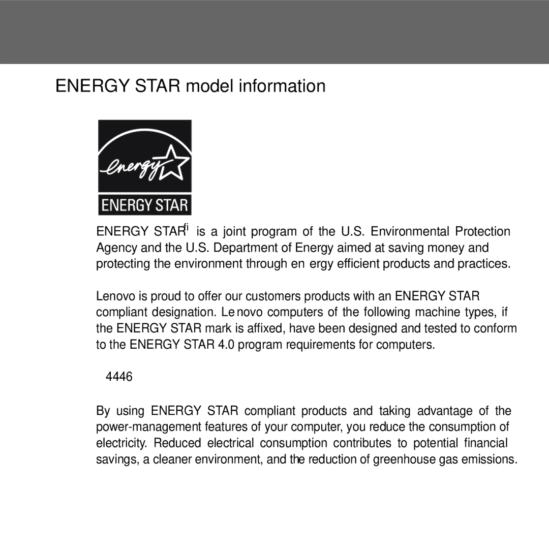 Lenovo G530 manual Energy Star model information 