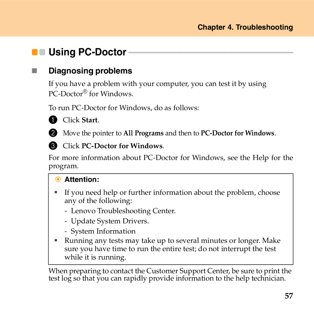 Lenovo G530 manual „ Diagnosing problems 