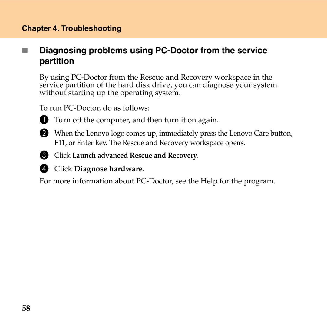 Lenovo G530 manual Troubleshooting 