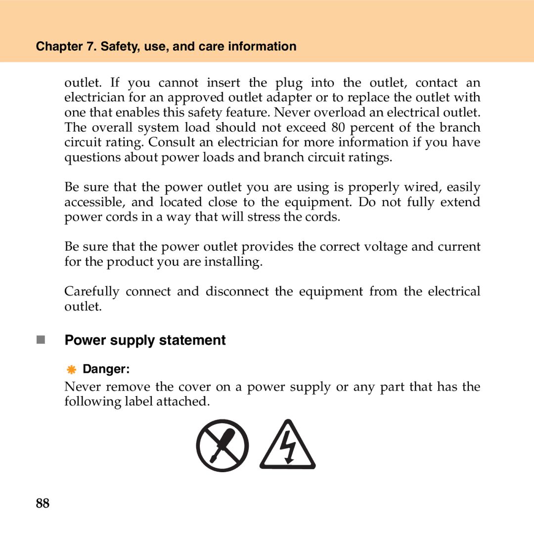 Lenovo G530 manual „ Power supply statement 