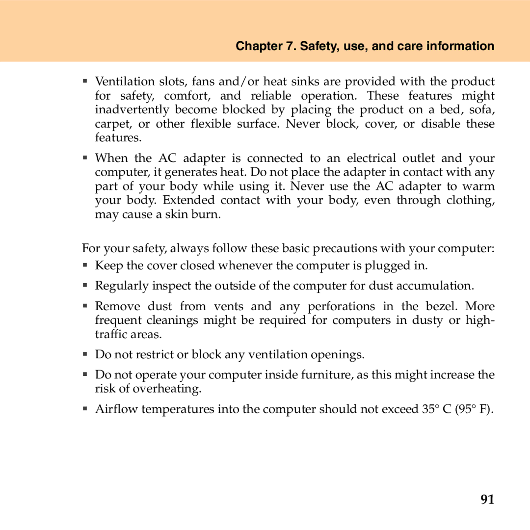 Lenovo G530 manual Safety, use, and care information 