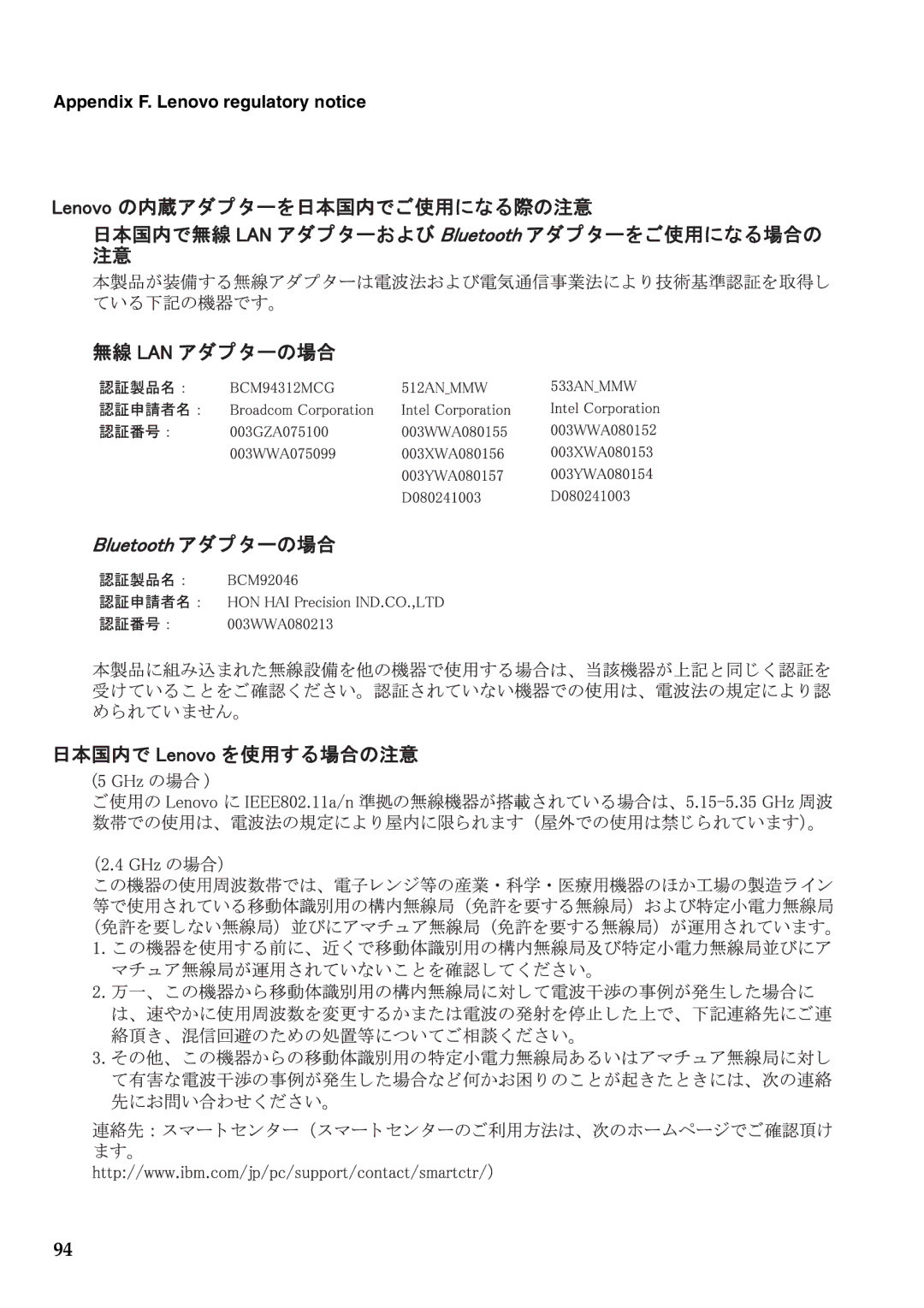 Lenovo G550, 2958XFU manual Appendix F. Lenovo regulatory notice 